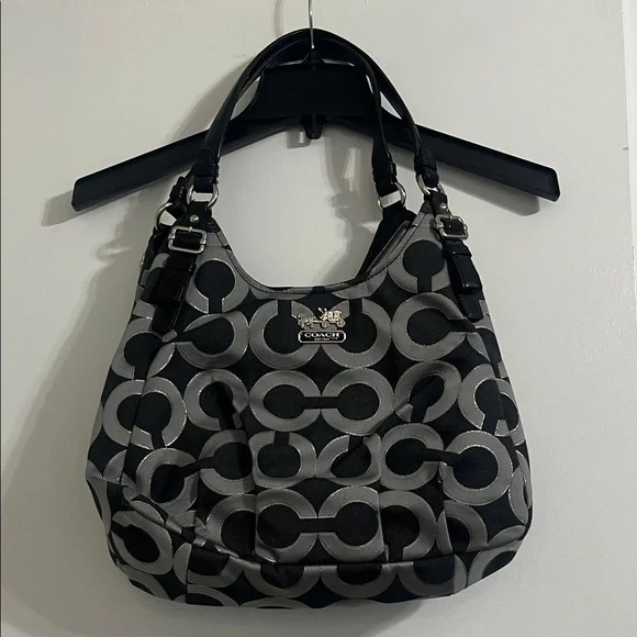 Coach Black Silver and Gray Circle Pattern Shoulder Bag - Picture 1 of 16